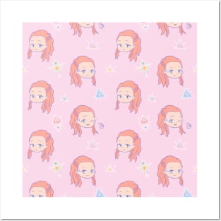 Chibi Aloy pattern (pink) Posters and Art